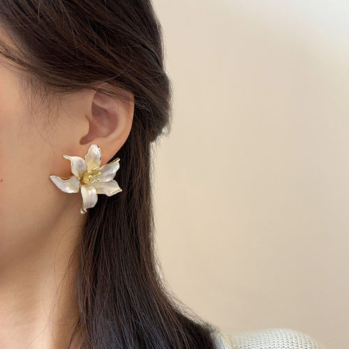 时尚金属滴油立体樱花花朵耳环女