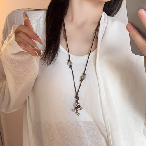 编织绳气球小狗项链女皮绳可调节