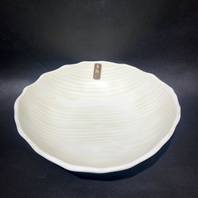 皇冠正品千顺年轮釉下彩9.5英寸果盘陶瓷盘大盘子异形餐具仿木纹