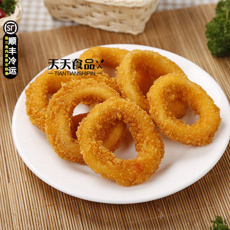 亚洲渔港香酥鱿鱼圈冷冻海鲜裹粉鱿鱼圈600克鱿鱼须油炸小吃
