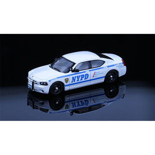 Rollin车模1:64 道奇战马NYPD白色 合金车模仿真汽车模型收藏摆件
