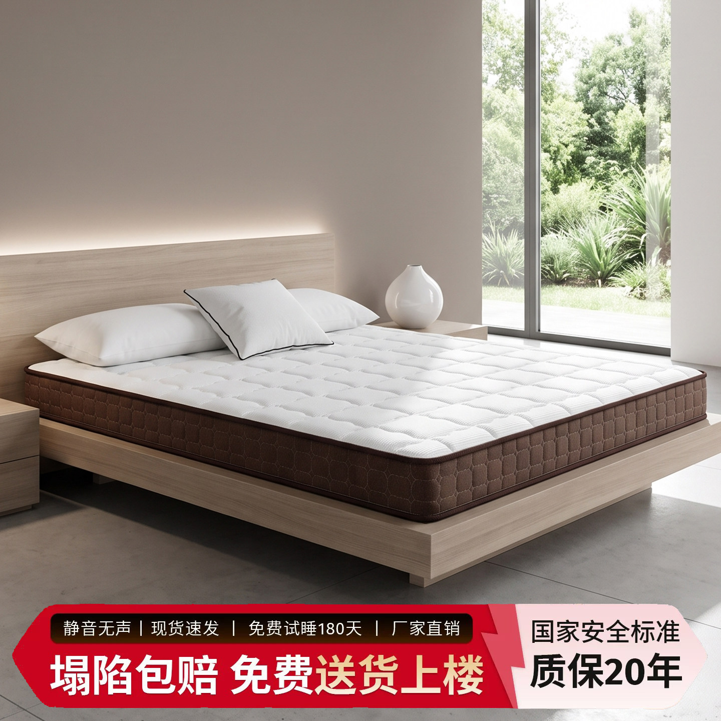海马弹簧床垫席梦思厚硬椰棕垫图片