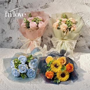 仿真香皂花花束礼盒圣诞节迷你玫瑰花肥皂花口袋花束高级感送女友