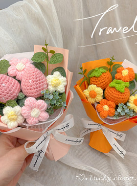 纯手工毛线针织仿真花成品