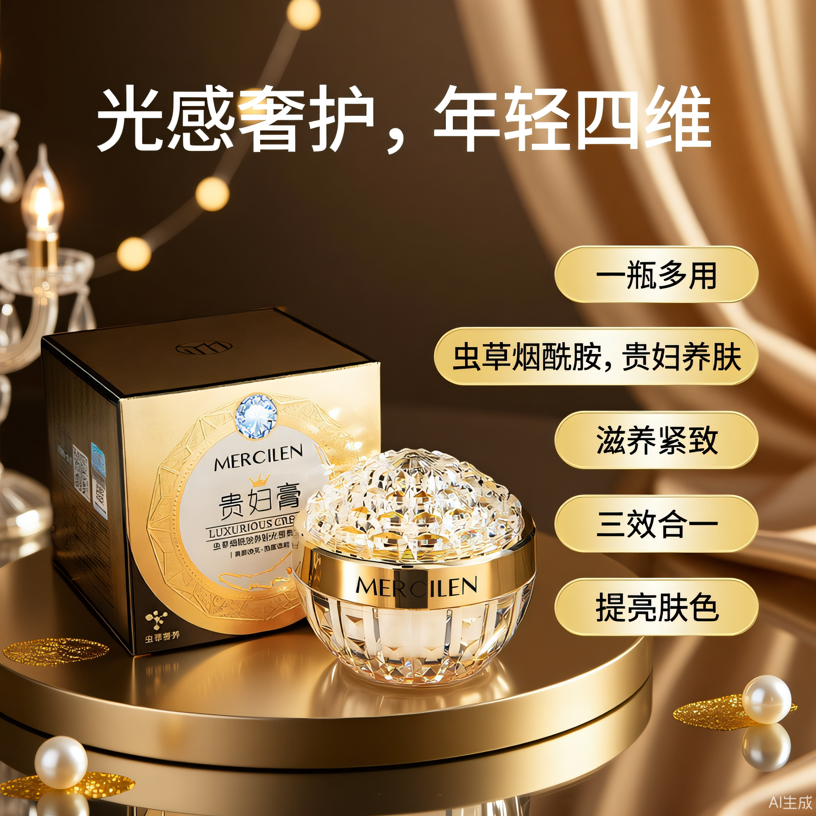 虫草烟酰胺养肤光感贵妇膏美白遮瑕贵妇级护肤品懒人素颜买一送一