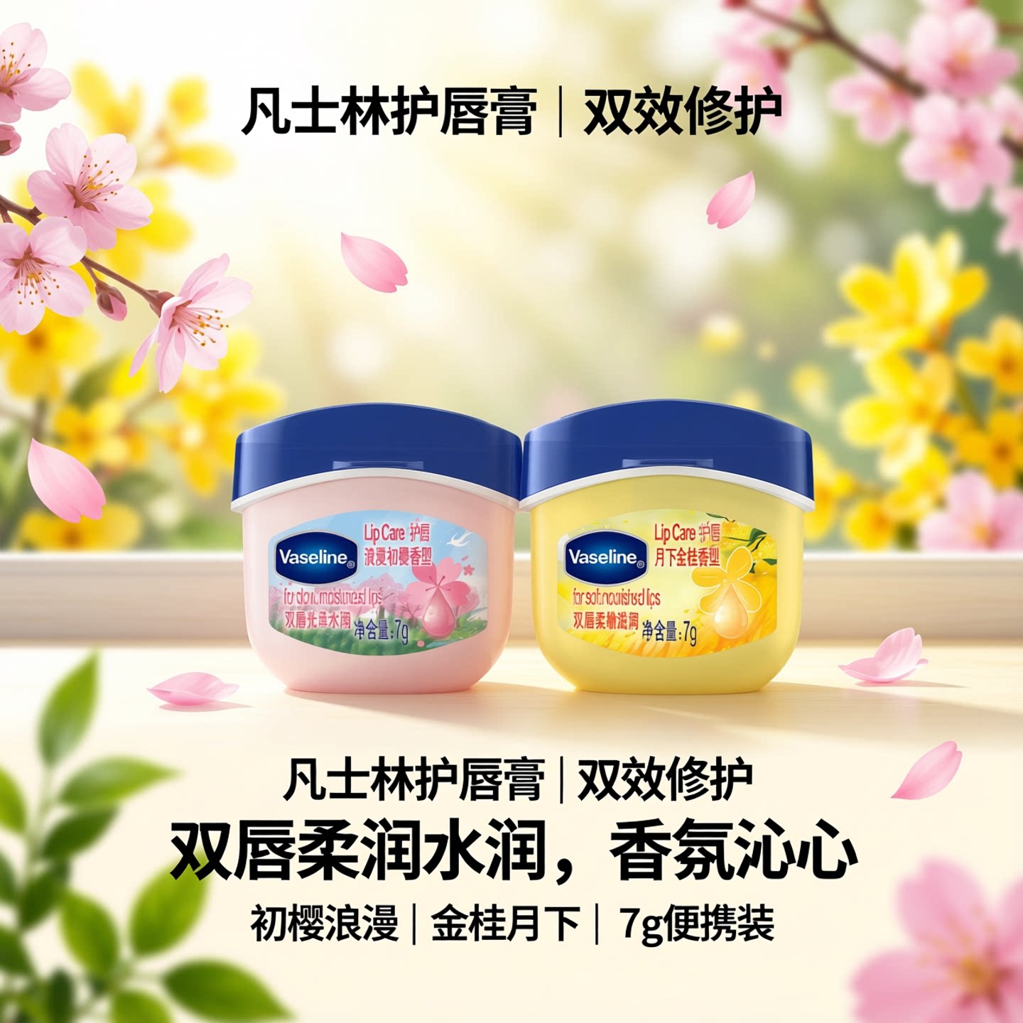 凡士林唇膏修护保湿男士玫瑰花蕾晶冻补水呵护双唇多种功效可选择