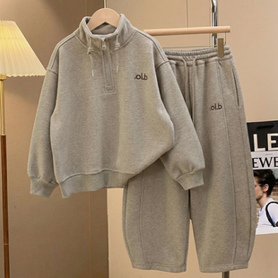童装男童冬装套装2026新款洋气儿童加绒中大童运动秋冬季两件套潮