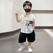 男童夏季薄款背心短裤套装2025新款休闲无袖两件套男孩时髦帅气潮