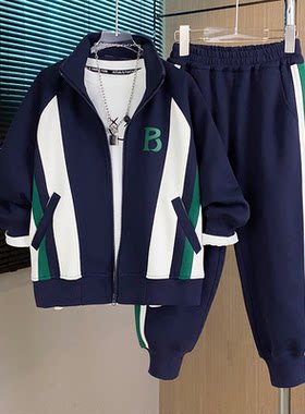 男童套装春秋装2026新款加绒运动外套洋气男孩秋冬季中大儿童衣服