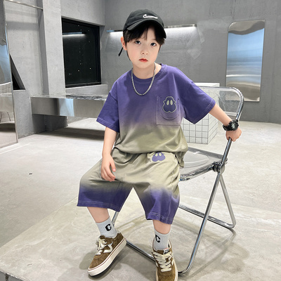 儿童装男童夏装短袖套装2025新款中大童男孩夏季薄款运动衣服帅气