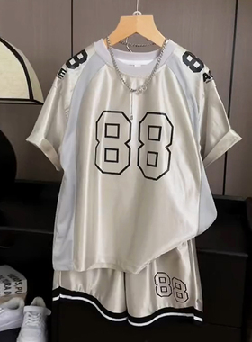 儿童装大男童夏装2026夏季新款酷帅气运动篮球服速干夏款短袖套装