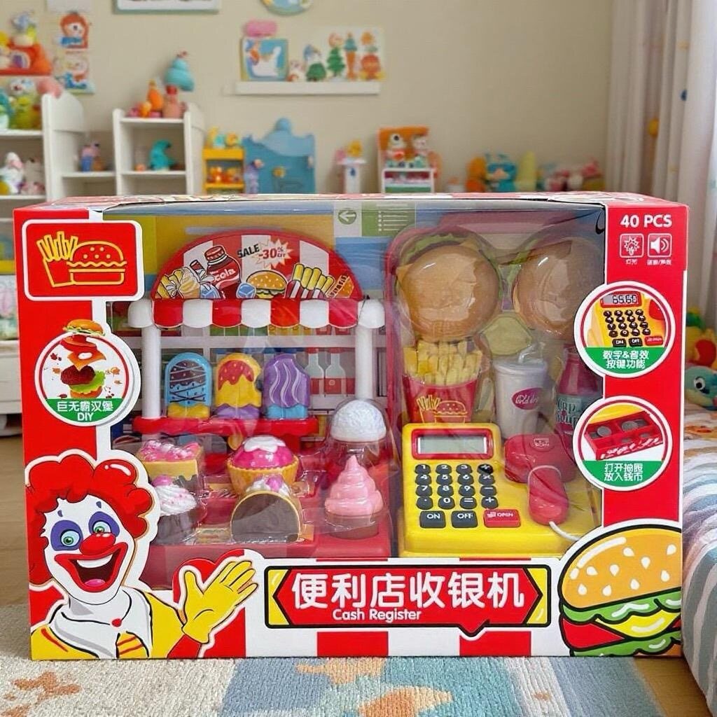 儿童玩具汉堡快餐店收银机图片