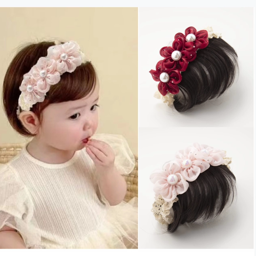 夏款薄款假发发带男童女宝宝百搭齐刘海头饰生日满月造型摄影发饰