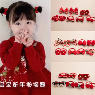 宝宝发绳过年头饰儿童发圈新年红色婴儿发饰女童扎啾啾头绳皮筋冬