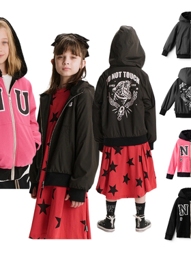 潮牌NUNUNU25秋冬新款大小童休闲加绒保暖外套夹克