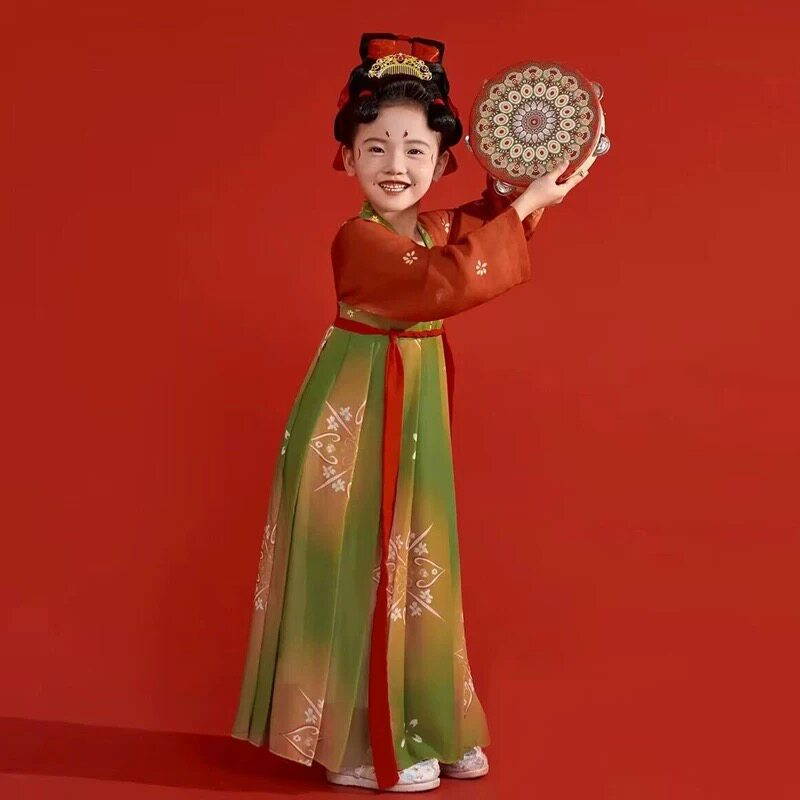 儿童古典舞演出服敦煌舞儒裙唐装汉服舞蹈服女童汉唐舞中国风表演