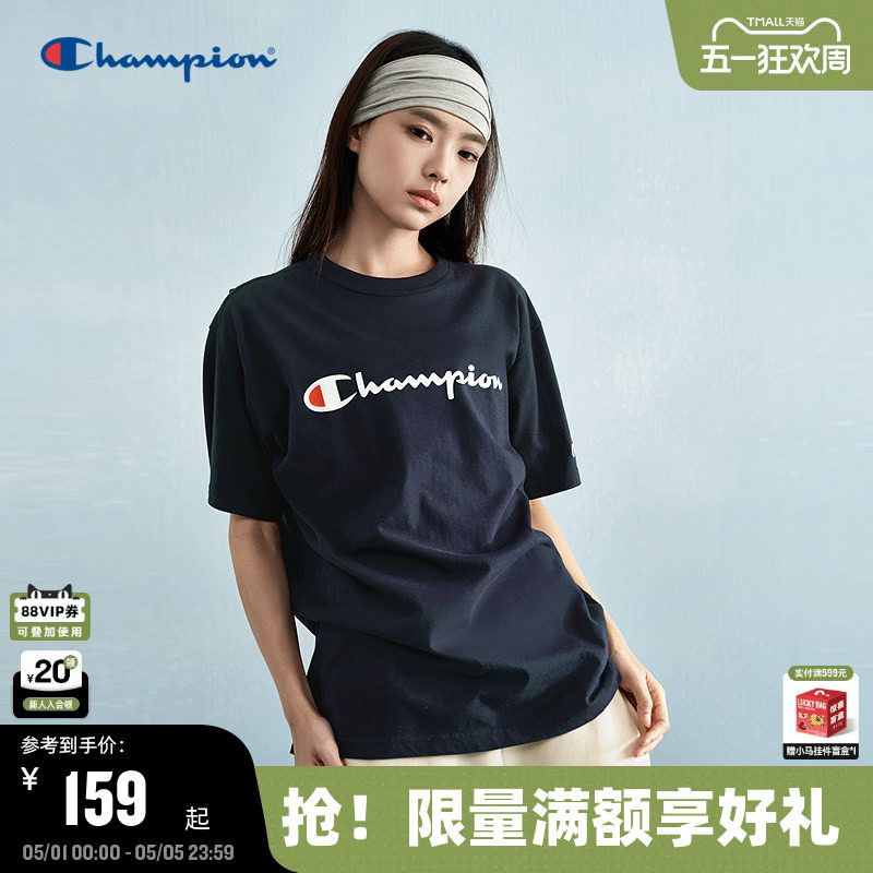 Champion冠军短袖t恤男2026夏季新款潮牌胶印纯棉标语上衣女美式
