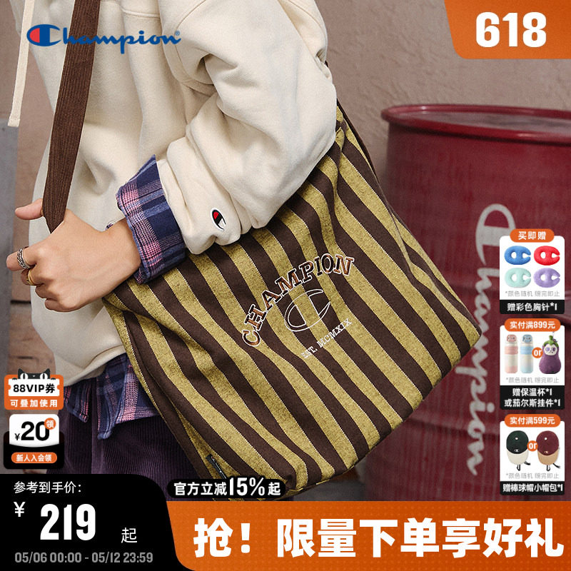 Champion冠军斜挎包26夏季新款女大容量帆布包双面可背通勤单肩包