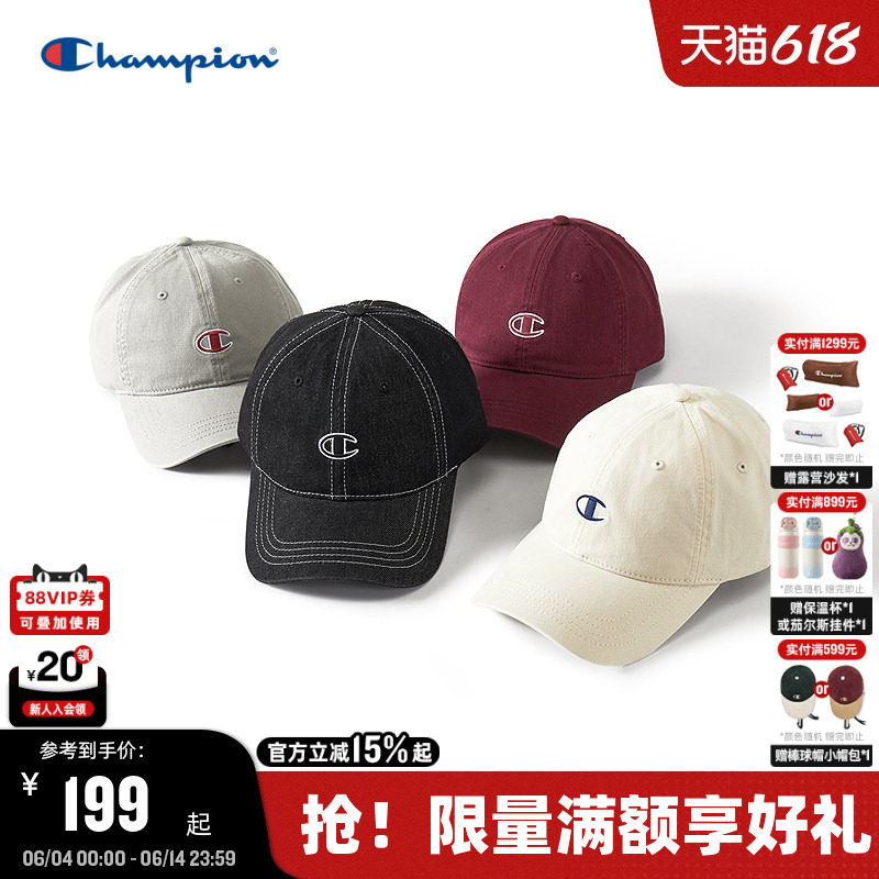 Champion冠军鸭舌帽26夏季新款红色复古棒球帽女潮流时尚运动帽男