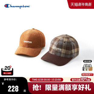 Champion冠军鸭舌帽25秋冬新款 格纹棒球帽男复古百搭运动帽 女法式