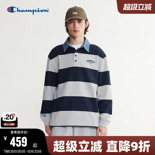 Champion冠军长袖POLO衫美式复古