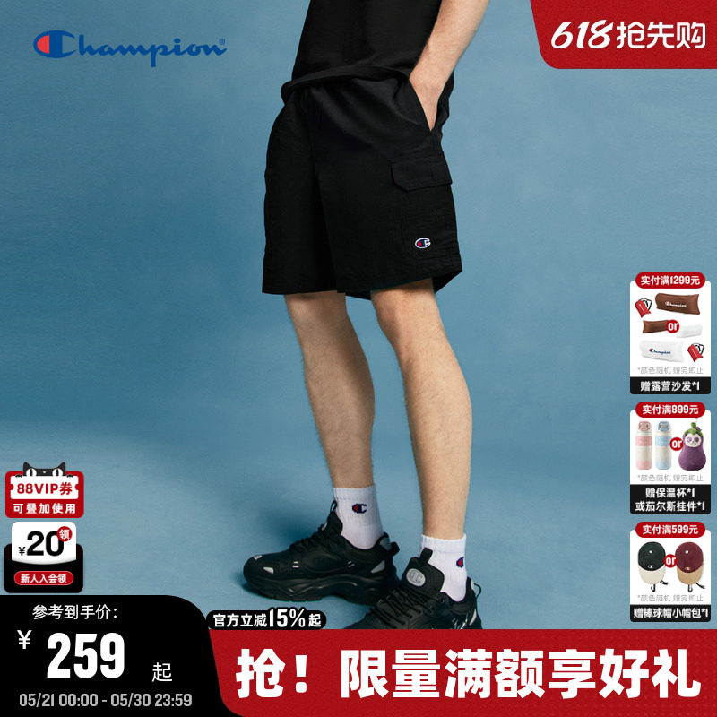 Champion冠军短裤男夏季2026夏季新款工装裤美式夏季休闲运动裤黑