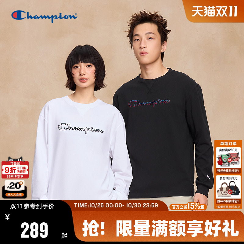 Champion冠军圆领长袖T恤情侣潮