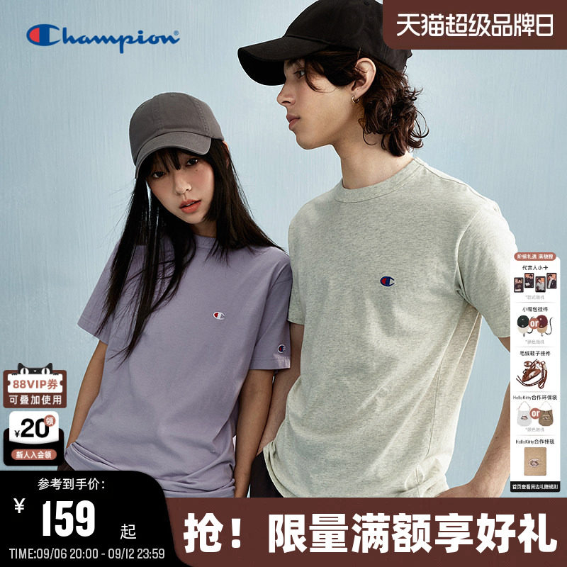 Champion冠军短袖情侣纯棉T恤图片