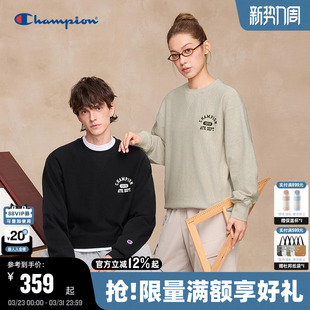 宽松质感纯棉上衣女情侣 落肩袖 Champion冠军圆领卫衣男25秋季 新款