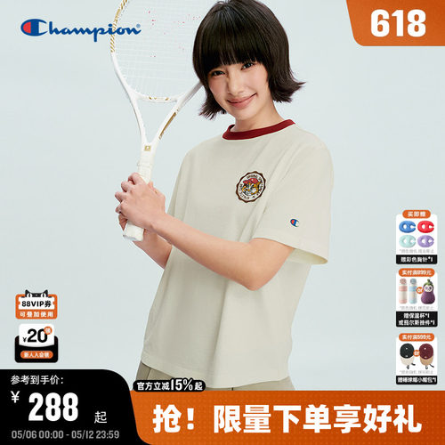 Champion冠军短袖T恤圆领印花女