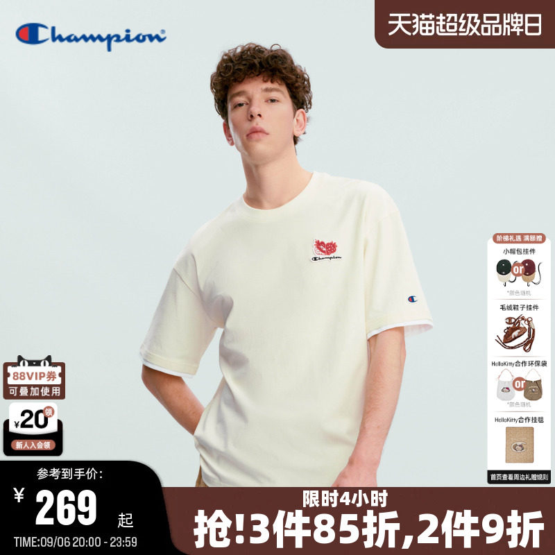 Champion情侣款纯棉休闲短袖T恤图片