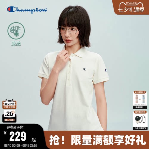 championPOLO衫女简约百搭T恤