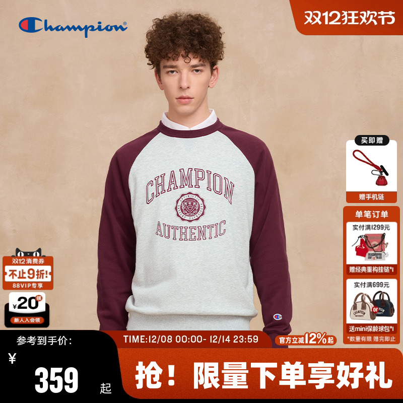 Champion冠军插肩袖圆领情侣卫衣