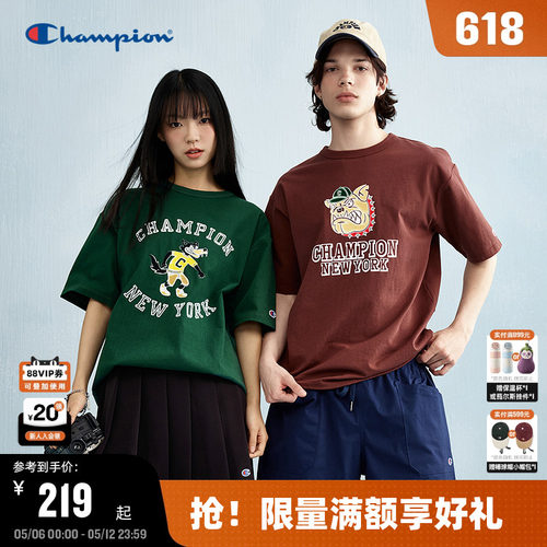 Champion冠军美式复古风情侣短袖