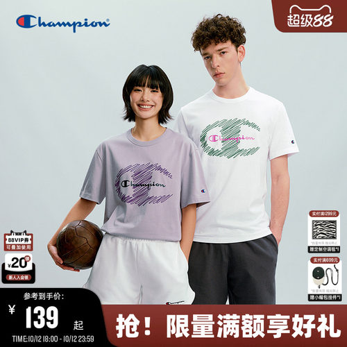 Champion冠军涂鸦印花短袖t恤