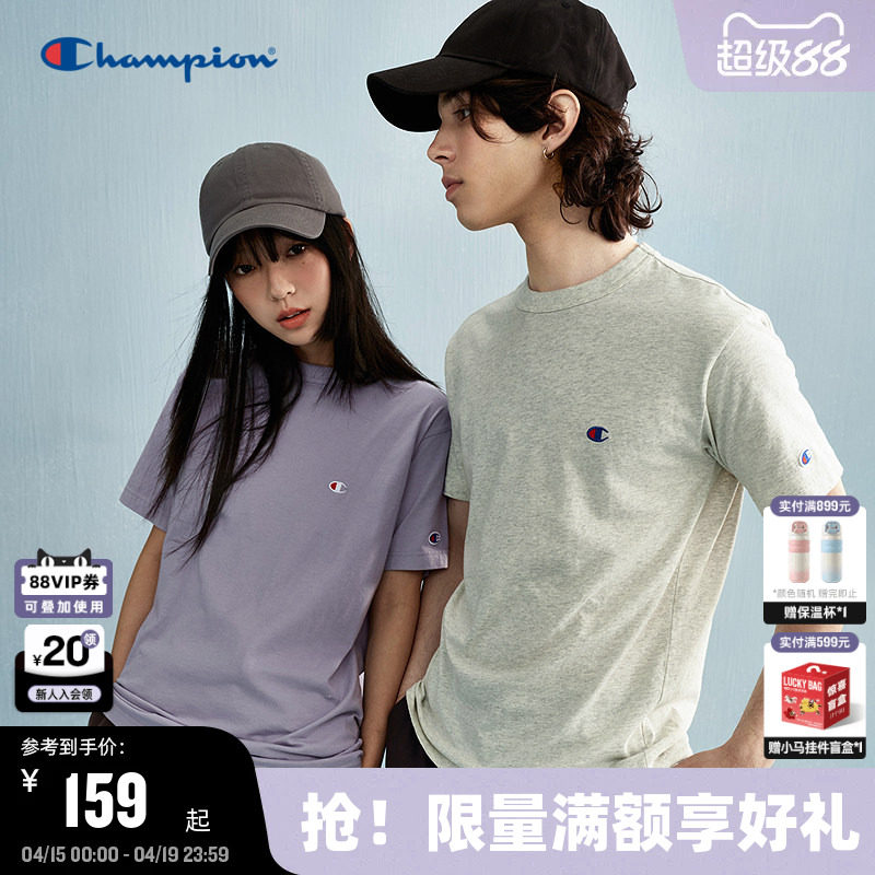 Champion冠军T恤纯棉情侣2026春季新款男刺绣小C短袖显瘦美式潮牌