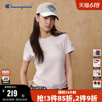 Champion冠军短袖女2026夏季新款萌趣修身辣妹风抽绳T恤美式潮牌