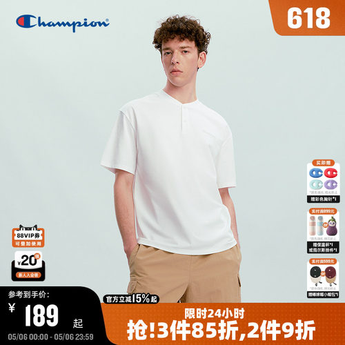 Champion短袖T恤按扣领情侣款