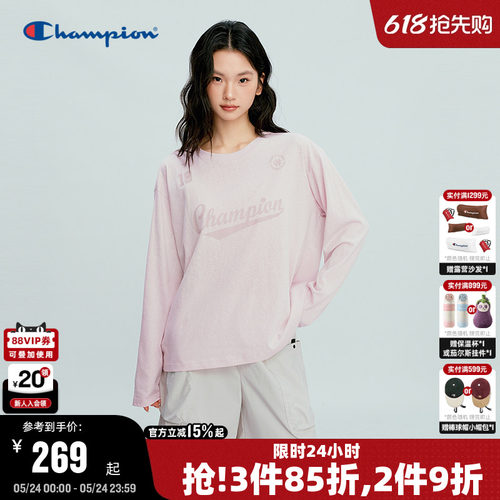 Champion冠军圆领长袖T恤女罩衫