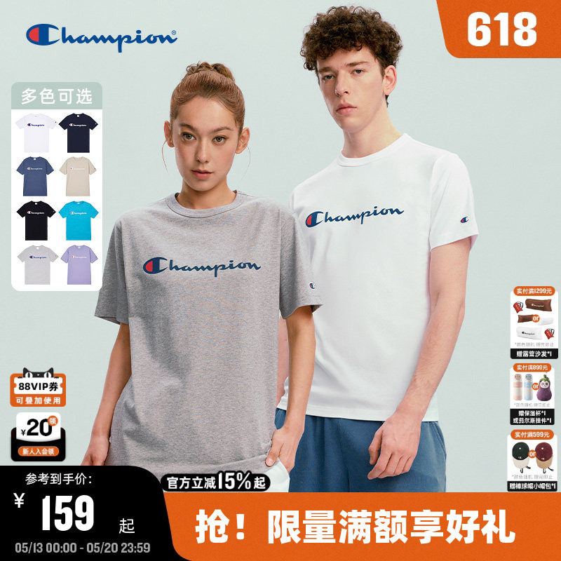 Champion冠军短袖男2026夏季新款胶印纯棉圆领T恤女休闲宽松美式