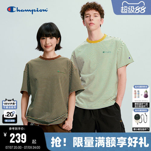 Champion复古条纹短袖T恤