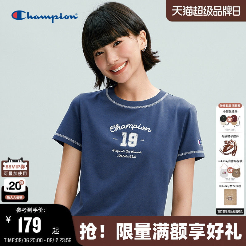Champion短袖T恤圆领甜美风女款图片