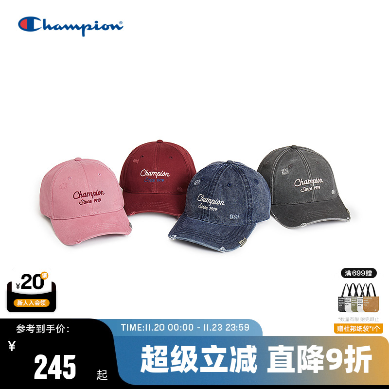 Champion冠军棒球帽2025秋冬新款情侣鸭舌帽复古男运动帽女牛仔帽