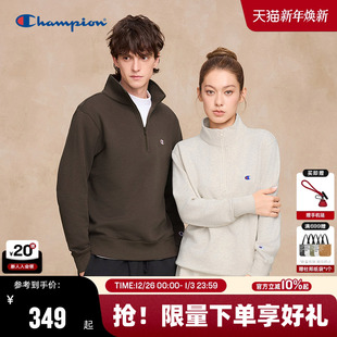 Champion冠军半拉链翻领卫衣男2025秋季 立领上衣女休闲半开襟 新款