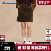 Champion冠军灯芯绒半裙2025秋季 新款 潮复古校园风A字短裙美拉德