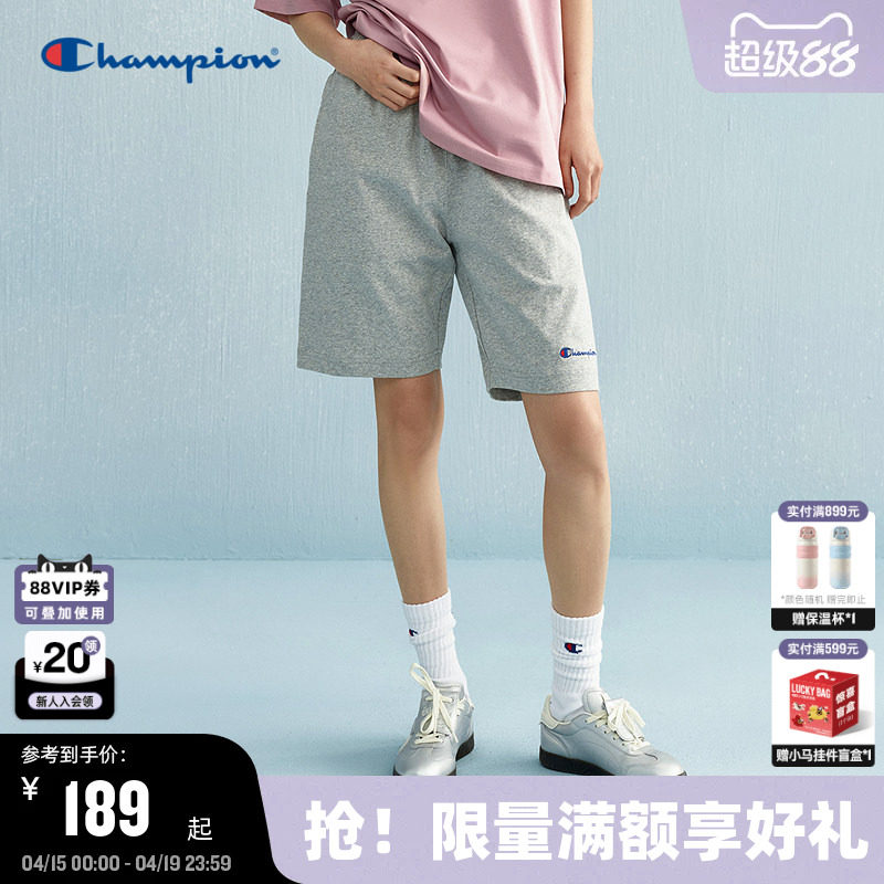 Champion冠军短裤男2025夏季新款潮牌纯棉女运动裤五分卫裤直筒裤