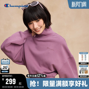 潮卫衣蝙蝠袖 新款 休闲 Champion冠军半高领卫衣女2025秋季 白鹿同款