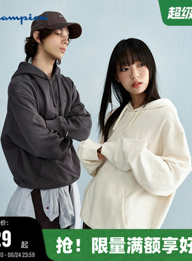 Champion冠军情侣卫衣男春秋新款春秋美式复古上衣女潮流刺绣红色