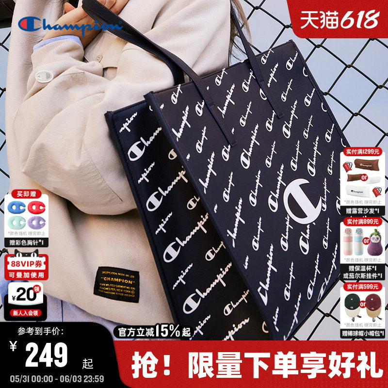 Champion冠军托特包春季女大容量单肩包满印老花手提包男时尚背包