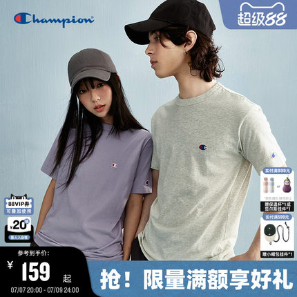 Champion冠军T恤纯棉情侣2026夏季新款男刺绣小C短袖显瘦美式潮牌